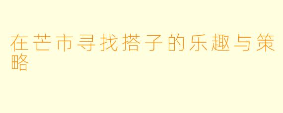 在芒市寻找搭子的乐趣与策略