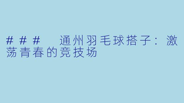 ### 通州羽毛球搭子：激荡青春的竞技场