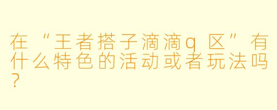 在“王者搭子滴滴q区”有什么特色的活动或者玩法吗?