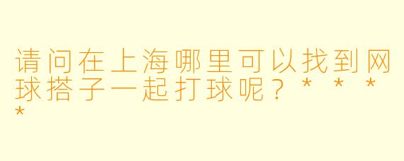 请问在上海哪里可以找到网球搭子一起打球呢？****