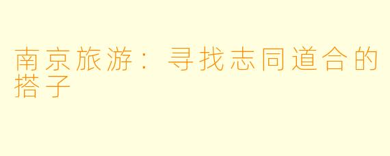 南京旅游：寻找志同道合的搭子