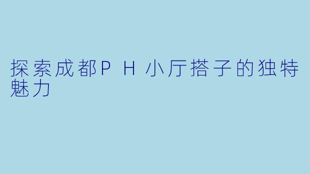 探索成都PH小厅搭子的独特魅力