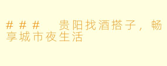 ### 贵阳找酒搭子，畅享城市夜生活