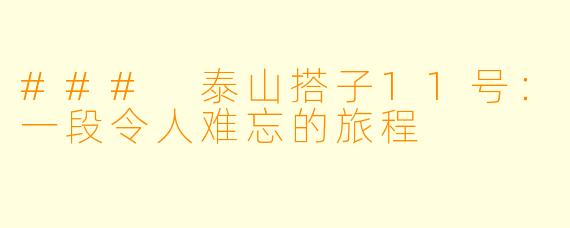 ### 泰山搭子11号：一段令人难忘的旅程