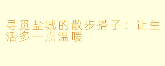 寻觅盐城的散步搭子：让生活多一点温暖