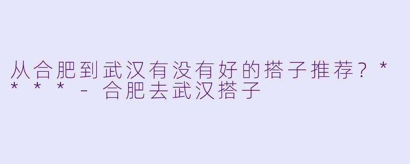 从合肥到武汉有没有好的搭子推荐？****-合肥去武汉搭子