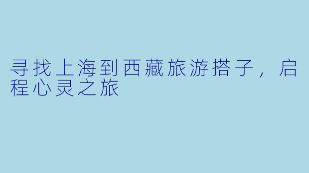 寻找上海到西藏旅游搭子，启程心灵之旅