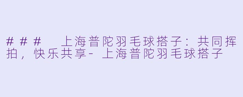 ### 上海普陀羽毛球搭子：共同挥拍，快乐共享-上海普陀羽毛球搭子