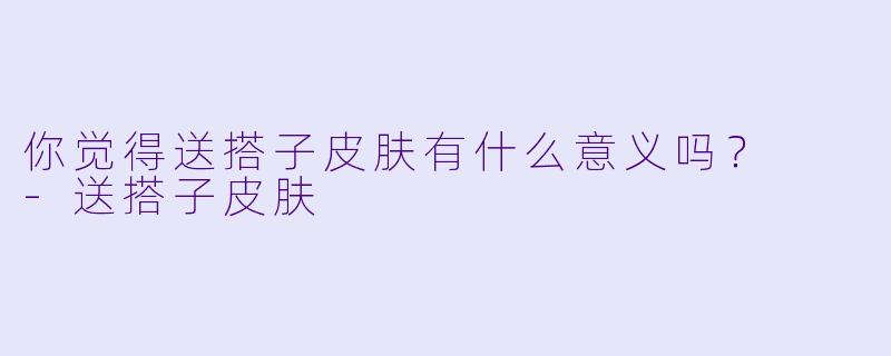 你觉得送搭子皮肤有什么意义吗？  -送搭子皮肤