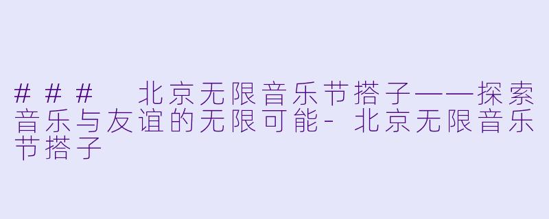 ### 北京无限音乐节搭子——探索音乐与友谊的无限可能-北京无限音乐节搭子