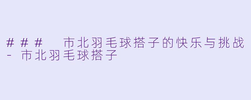 ### 市北羽毛球搭子的快乐与挑战