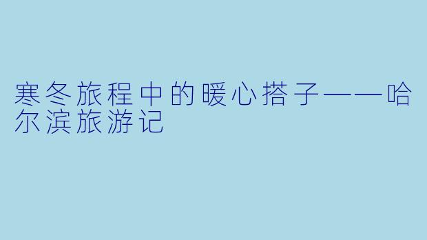 寒冬旅程中的暖心搭子——哈尔滨旅游记