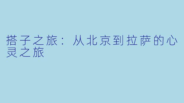 搭子之旅：从北京到拉萨的心灵之旅