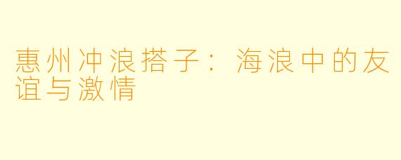 惠州冲浪搭子：海浪中的友谊与激情