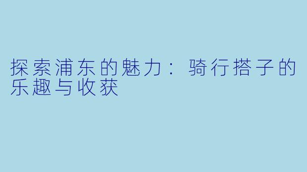 探索浦东的魅力：骑行搭子的乐趣与收获