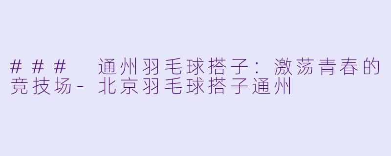 ### 通州羽毛球搭子：激荡青春的竞技场-北京羽毛球搭子通州