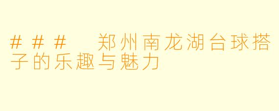### 郑州南龙湖台球搭子的乐趣与魅力