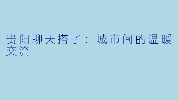 贵阳聊天搭子：城市间的温暖交流