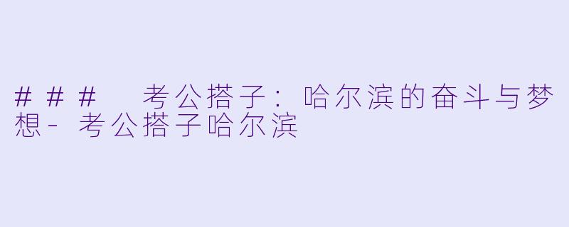 ### 考公搭子：哈尔滨的奋斗与梦想-考公搭子哈尔滨