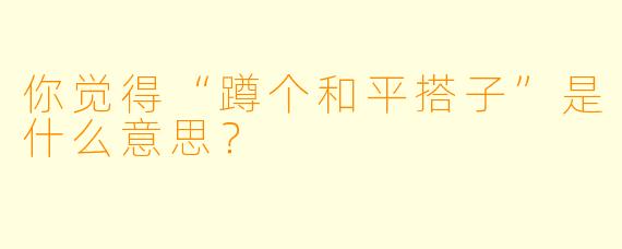 你觉得“蹲个和平搭子”是什么意思？