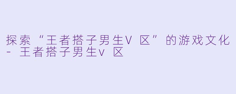 探索“王者搭子男生V区”的游戏文化-王者搭子男生v区