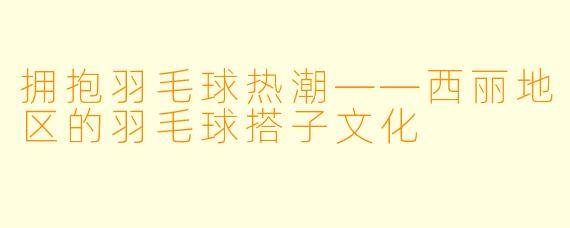 拥抱羽毛球热潮——西丽地区的羽毛球搭子文化
