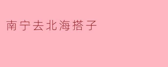 南宁去北海搭子