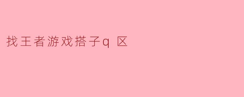 寻找王者游戏搭子Q区的乐趣与技巧