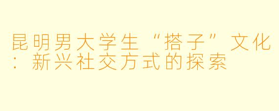 昆明男大学生“搭子”文化：新兴社交方式的探索