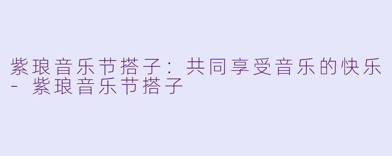 紫琅音乐节搭子：共同享受音乐的快乐-紫琅音乐节搭子