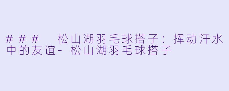 ### 松山湖羽毛球搭子：挥动汗水中的友谊-松山湖羽毛球搭子