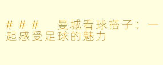 ### 曼城看球搭子：一起感受足球的魅力