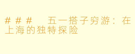 ### 五一搭子穷游：在上海的独特探险