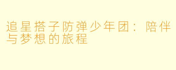 追星搭子防弹少年团：陪伴与梦想的旅程
