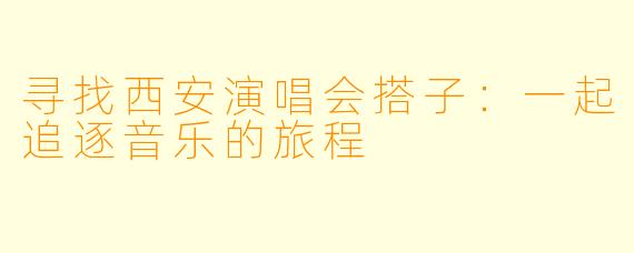 寻找西安演唱会搭子：一起追逐音乐的旅程