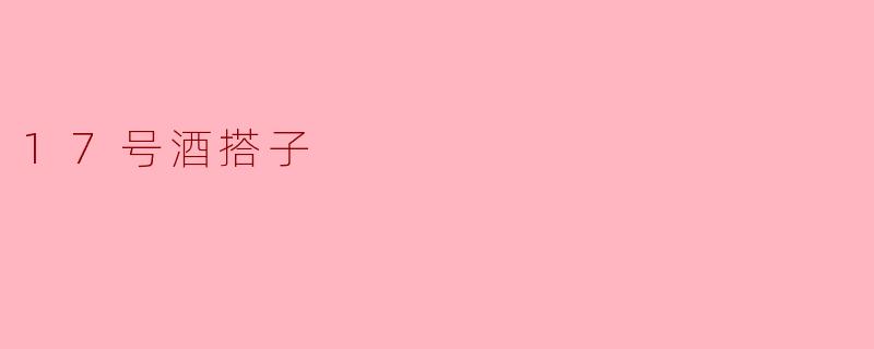 ### 17号酒搭子的独特魅力:友谊与欢笑的交汇
