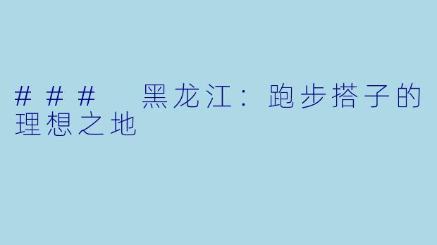 ### 黑龙江:跑步搭子的理想之地
