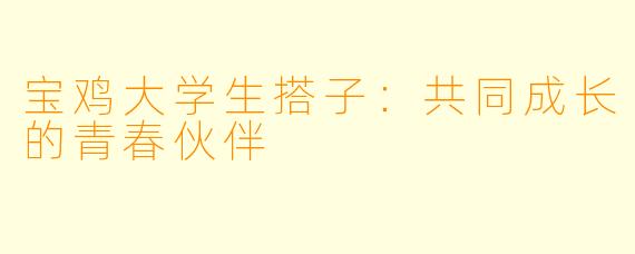 宝鸡大学生搭子：共同成长的青春伙伴