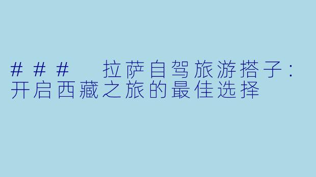 ### 拉萨自驾旅游搭子:开启西藏之旅的最佳选择