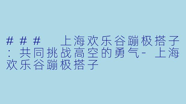 ### 上海欢乐谷蹦极搭子:共同挑战高空的勇气