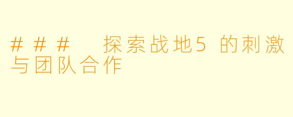 ### 探索战地5的刺激与团队合作