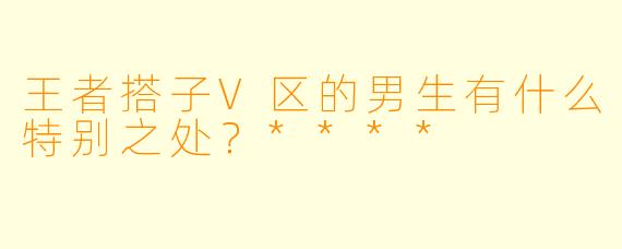 王者搭子V区的男生有什么特别之处？****