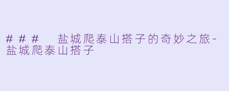 ### 盐城爬泰山搭子的奇妙之旅