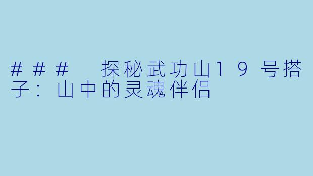 ### 探秘武功山19号搭子：山中的灵魂伴侣