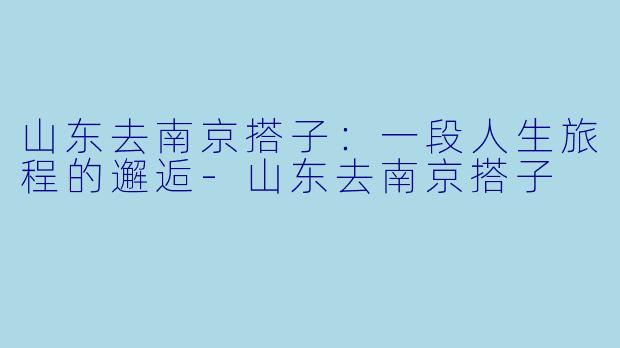 山东去南京搭子：一段人生旅程的邂逅-山东去南京搭子