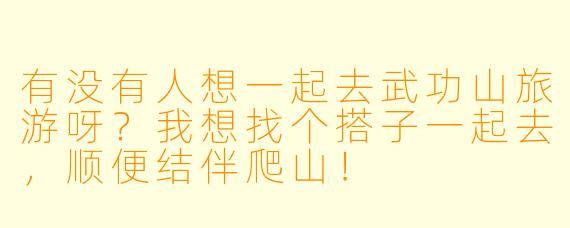 有没有人想一起去武功山旅游呀？我想找个搭子一起去，顺便结伴爬山！