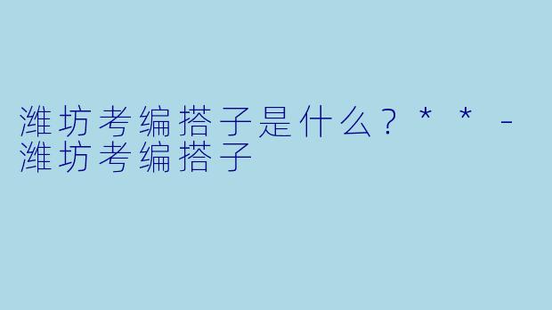 潍坊考编搭子是什么?**