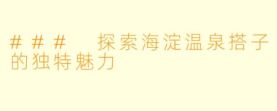 ### 探索海淀温泉搭子的独特魅力