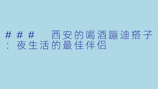### 西安的喝酒蹦迪搭子：夜生活的最佳伴侣