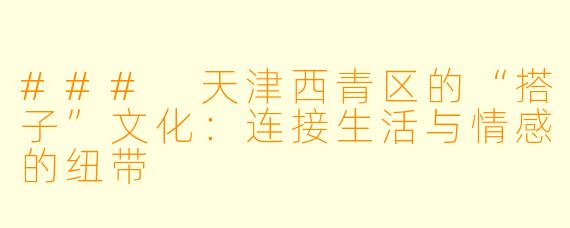 ### 天津西青区的“搭子”文化:连接生活与情感的纽带